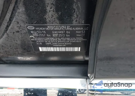 2017 Hyundai Sonata Sport из США, поврежденный, VIN 5NPE34AF0HH436949